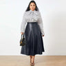 Plus Size Party Midi Skirt 2023 Autumn Women Solid Winter PU Leather Skirts Celmia Office Retro Long Skirts High Waist OL Skirt