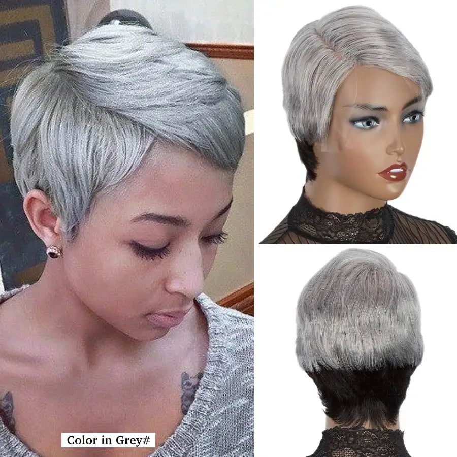 Rebecca Short Bob Wig Pixie Cut Wig Straight Human Hair Wigs T Part Transparent Lace Wig For Women Preplucked Hairline Wig