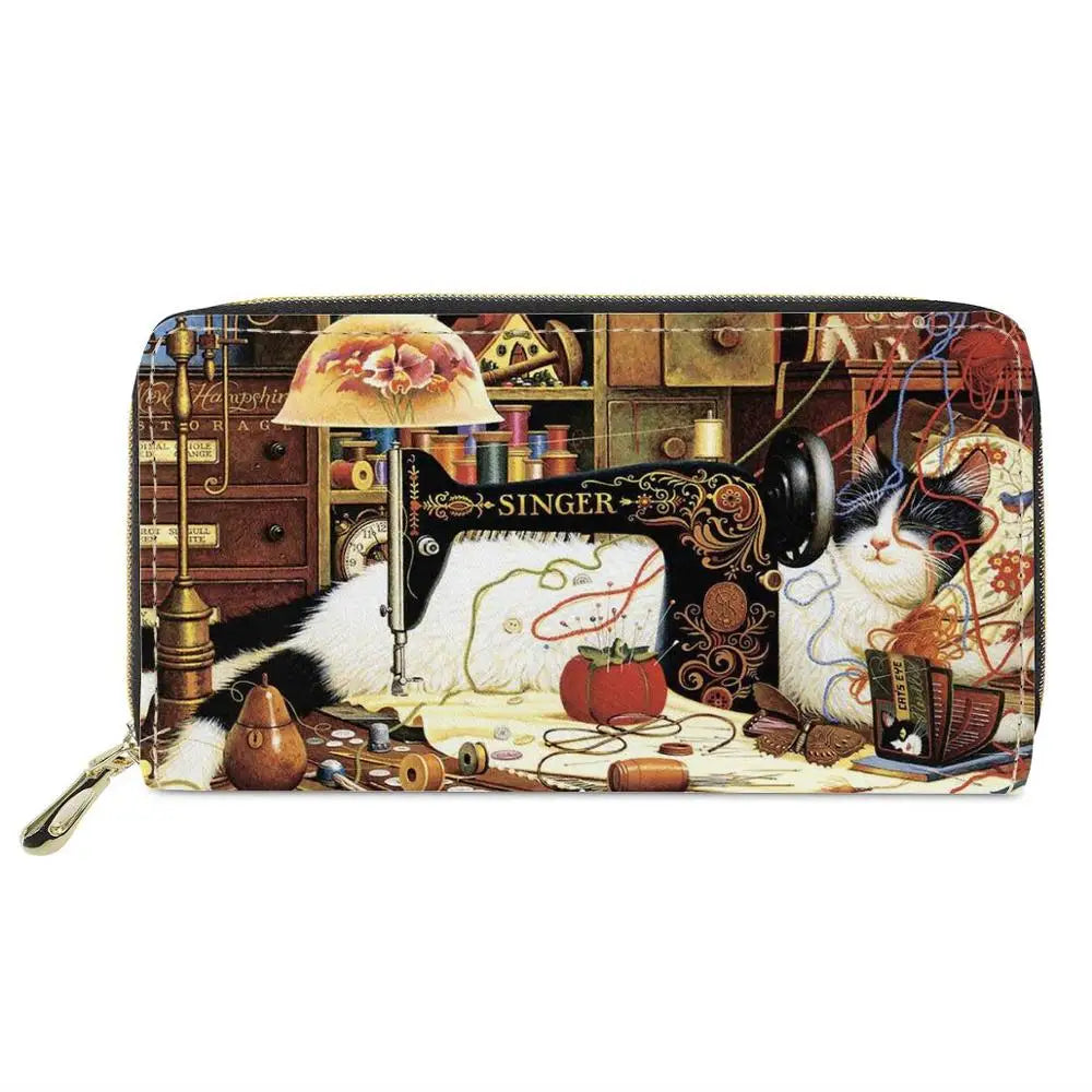 HYCOOL Popular Women Money Bag Luxury Purse Organizer Customized Cute Small Wallet Women Art Cat Print Fashion Wallet Woman