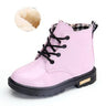 New Children Shoes Boots for Children Size 21-37  Boots for Girl PU Leather Waterproof Winter Kids Snow Shoes Girls Boots