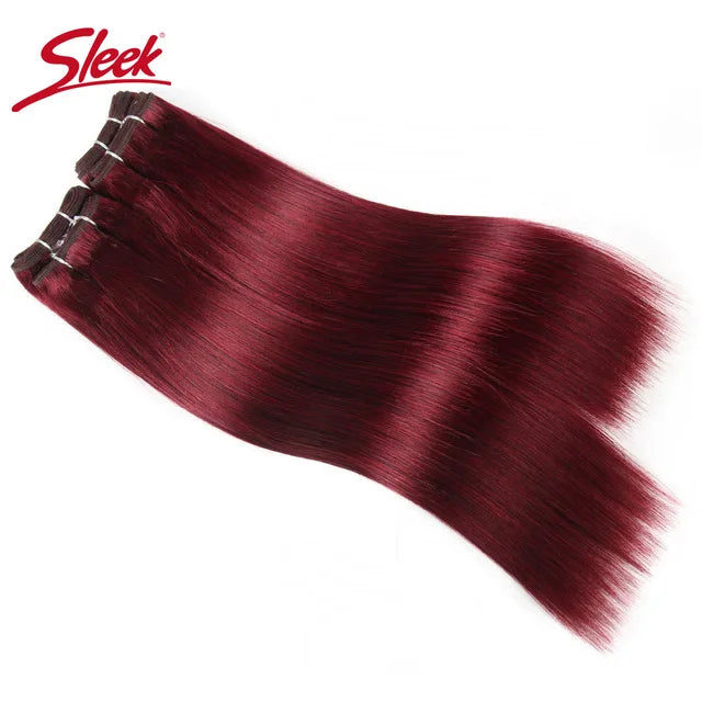 Sleek Brazilian Straight Hair Brown Color 4 and Red 99J Natural Weave Remy Human Hair 4 Bundles Deal 190 Grams Per Lot