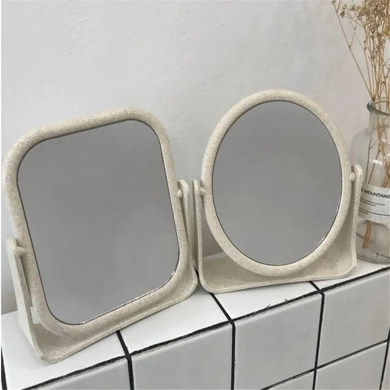 Portable Mirror Double-sided Simple Spin Assembly Desktop Makeup Mirror Cosmetic Espelho de maquiagem 30#