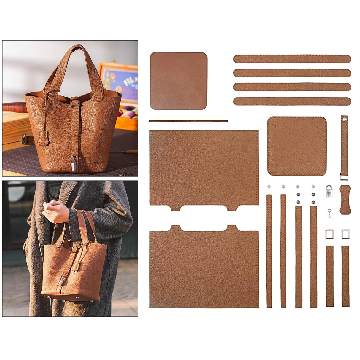 Handbag Making Kit DIY Leather Bucket Bag Bottom Shaper Leather Crafts Gray