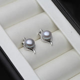 Genuine Freshwater Natural Pearl Stud Earrings Women,Beautiful Small Cute 925 Silver Earring Jewelry White Black Birthday Gift