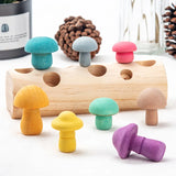 Wooden Rainbow Blocks Mushroom Picking Game Wood Baby Montessori Educational Toys for Children Shape Matching Assembly Grasp