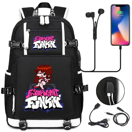 Friday Night Funkin Backpacks For School Multifunction USB Charging Bag Boy Girl Teenager School Bags Travel Laptop Mochila