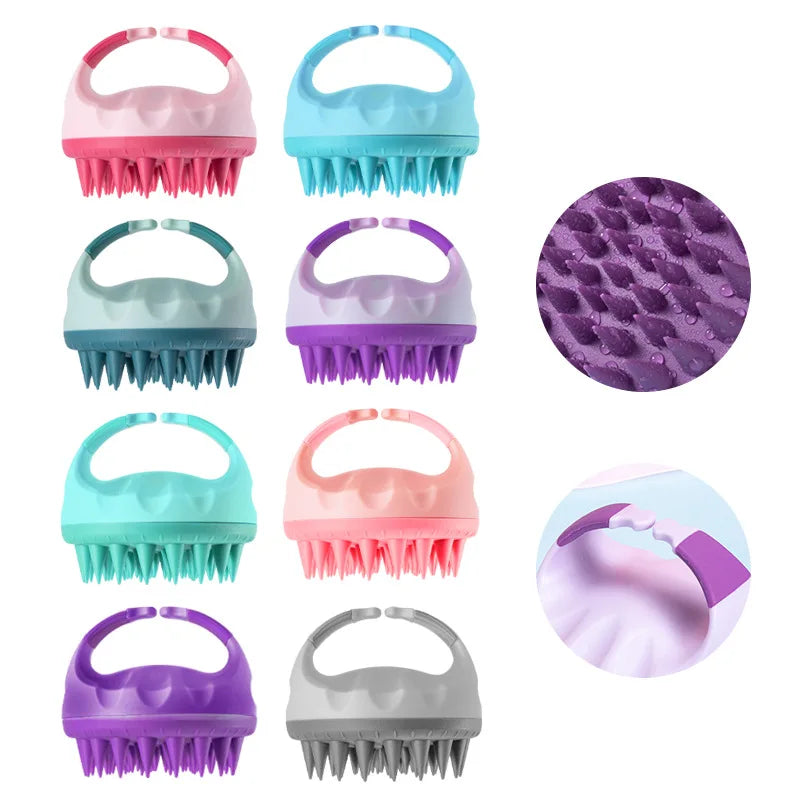 Head Massage Instrument Handheld Round Soft Scalp Massage Brush Silicone Shampoo Brush Hair Shower Brush Comb Bath Massage Brush