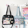 Heart Ita Bag Crossbody with Purse PU Japanese Kawaii Clear Shoulder Bag with Insert Women School Lolita Blue Itabag Tote