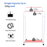 Heavy Duty Clothes Rack Garment Rail Rolling Stand Two Top Rod & Lower Storage