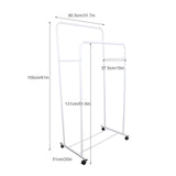 Heavy Duty Clothes Rack Garment Rail Rolling Stand Two Top Rod & Lower Storage