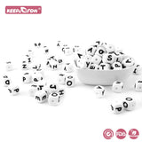 Keep&Grow 100Pcs 12MM Silicone Letter Beads BPA Free Baby Teethers English Alphabet Letters Food Grade Baby Teething Beads