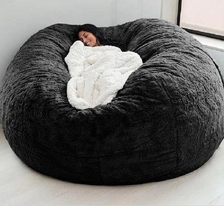 Dropshipping 7FT 183cm Fur Giant Removable Washable Bean Bag Bed Cover Comfortable Living Room Furniture Lazy Sofa Coat Recline