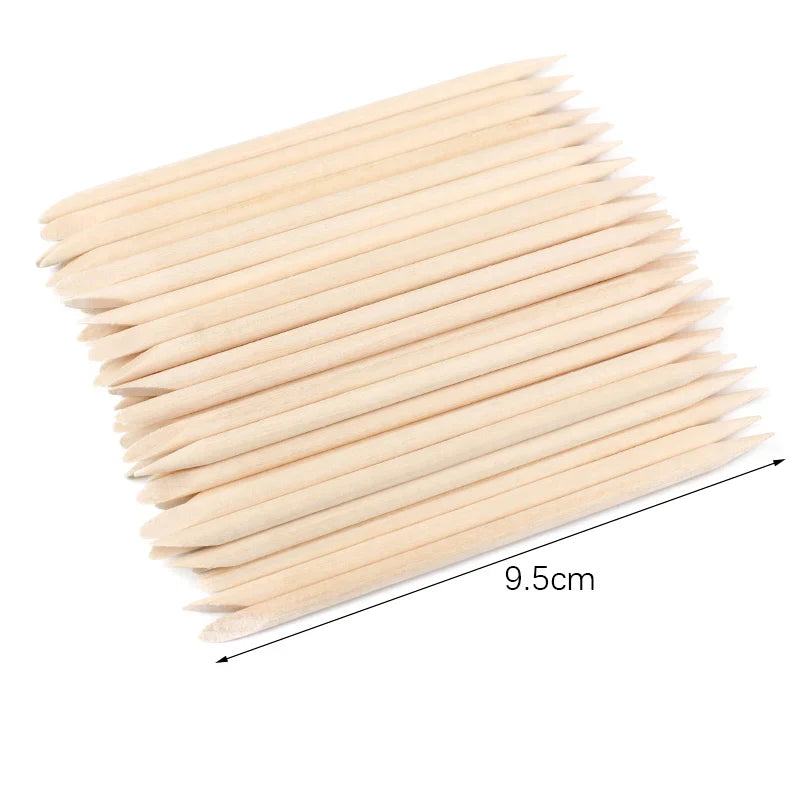 500Pcs/Pack Wooden Cuticle Pusher Remover Orange Stick Sticker Picker  Dual End Wood Manicure Dead Skin Removal Nail Care Tools