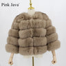 Pink Java QC1801 FREE SHIPPING real fox fur coat women winter thick fur jacket short fur coat wholesale genuine fox short sleeve