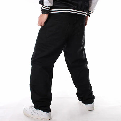 Plus Size Waist 30-46Inch Streetwear Baggy Jeans Men's Designer Clothes Embroidered Flower Wings Trousers Male