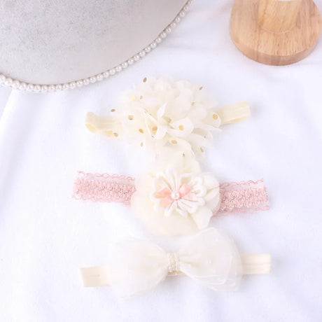 3pcs/lot Newborn Headwear Baby Girl Flower Headbands Lace Hair Bands Party Headband Turban Infant Newborn Hair Accessories