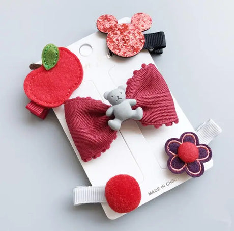 New cute bear girls hair bows 5pcs children Flower hair clips for baby hair Accessories Kids Barrettes Hairpins Headwear TZ85