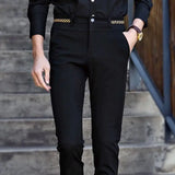 Stretch Suit Trousers for Men Office Pants Non-Ironing Slim Fit Bridegroom Suits Wedding Business Black Suit Pants Men