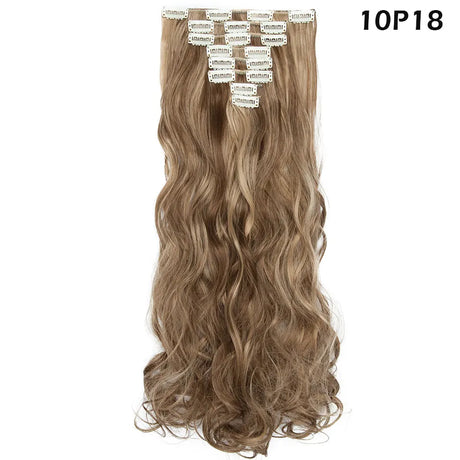 S-noilite Synthetic 24inch 140g 8PCS/set Clip In On Hair Extensions 18 Clips ins Curly Natural Hairpieces Clip In Hair For Women