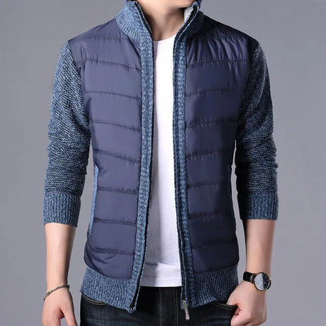 New Men's Thick Sweater Coat Male Autumn Winter Parkas Patchwork Sweatercoat Zipper Cardigans Sweater Man Jacket Outerwear Cloth