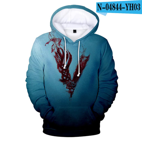 2021 Vikings Ragnar Lothbrok 3D 3D Hoodie Pullovers Sweatshirt Round Neck 3D Hoodie Pullover Men/women Pullovers Boys/girls Stre