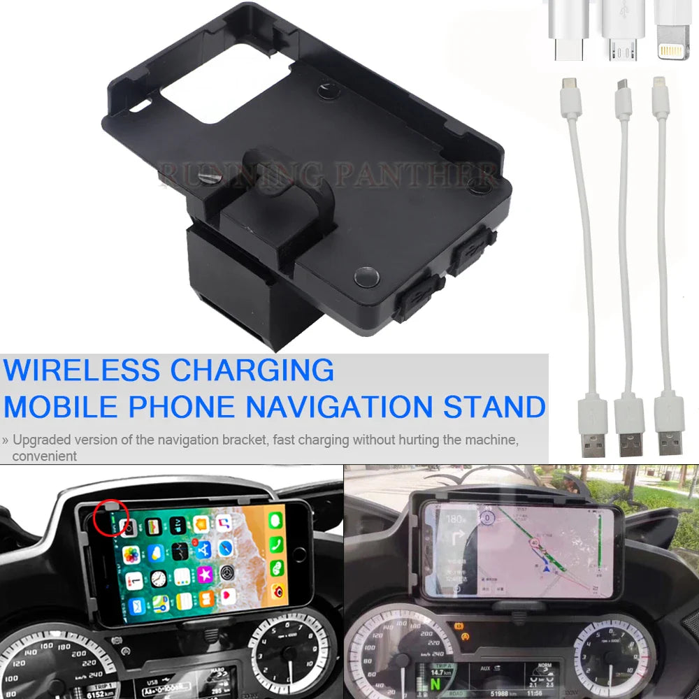 Wireless Charging GPS Navigation Bracket R1250RT Motorcycle Phone Holder USB Charger Mount Stand For BMW R1200RT 2014-2019