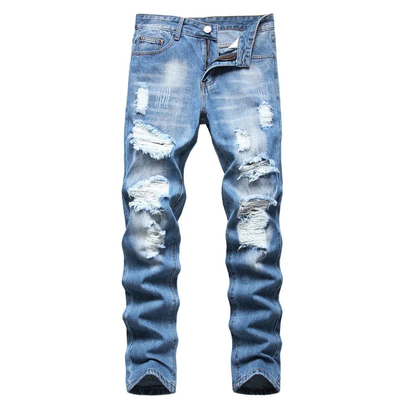 2022 Autumn New Fashion Retro Hole Jeans Men Pants Cotton Denim Trouser Male Plus Size High Quality Jeans Dropshipping