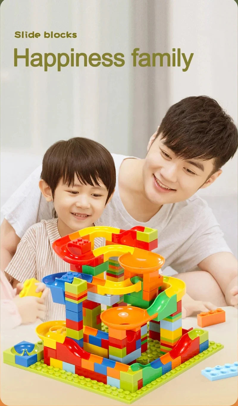 168PCS Marble Race Run Compatible city Building Blocks Funnel Variety Slide DIY Big Bricks Toys For Children gift best selling