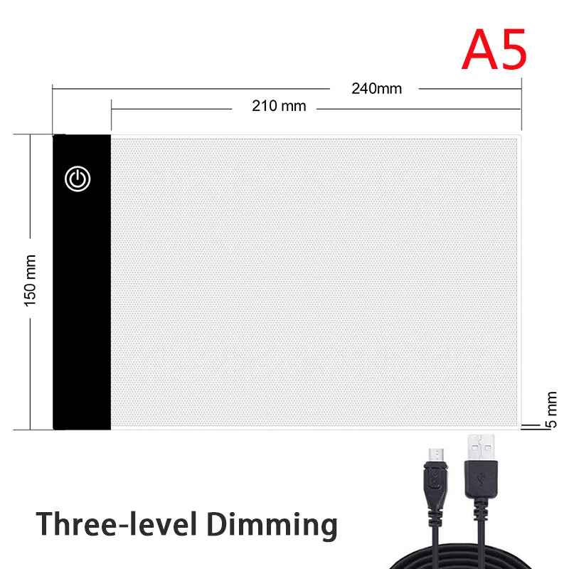 A2/A3/A4/A5 Ultra-Thin Portable LED Light Box Tracer USB Power Cable Artcraft Tracing Light Pad for Drawing, Sketching