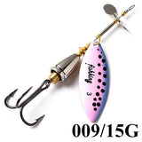 FISH KING 15g Spinner Artificial Bait Fishing Lure Willow Leaf Blades Hard Bait With Treble Hook for Pike Fishing Accessories