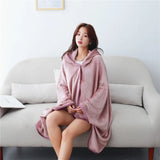 Textile City Ins Hooded Blanket Trend Plush Thick Throw With Buttons Shawl Cloak Warm Flannel Solid Shawl Throw Blanket