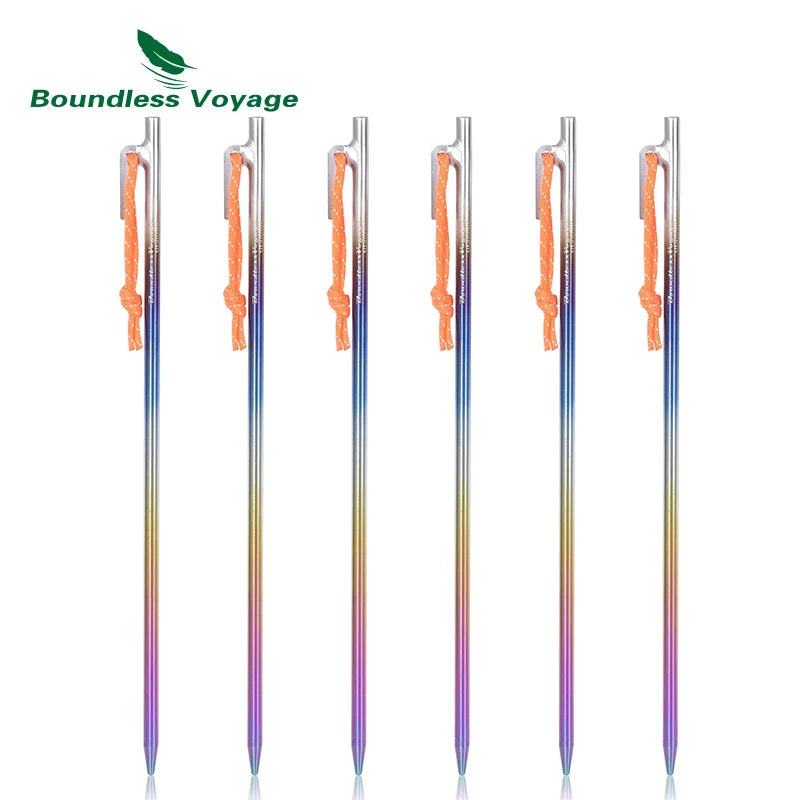 Boundless Voyage 20 24 30 35 40 CM Heavy Duty Titanium Alloy Camping Tent Stakes Peg for Outdoor Trip Hiking Gardening Ti1564C