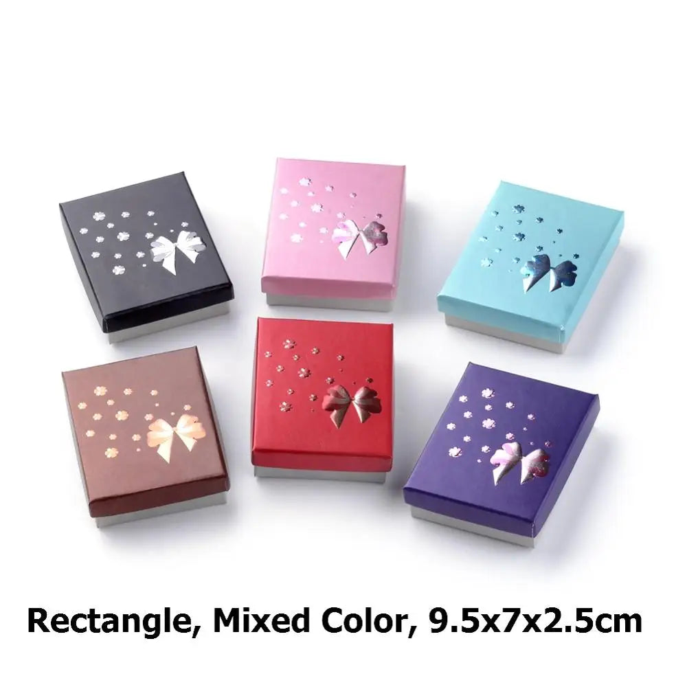 12pcs Cardboard Jewelry Set Gift Box Ring Necklace Bracelets Earring Gift Packaging Boxes With Sponge Inside Rectangle