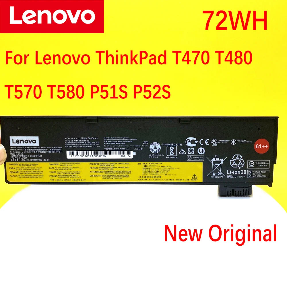 NEW Original Laptop Battery For Lenovo ThinkPad T470 T480 T570 T580 P51S P52S 01AV423 01AV424