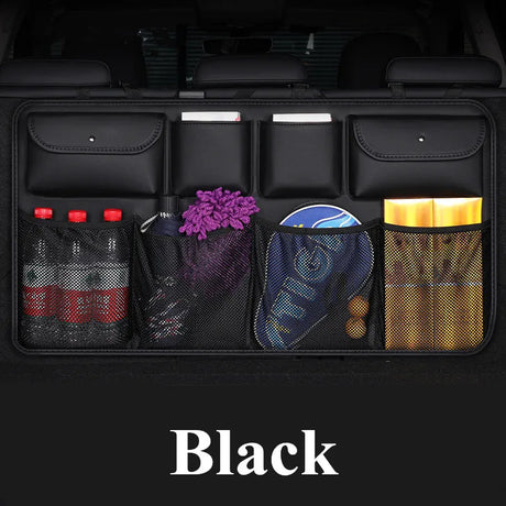 Car Rear Seat Back Storage Bag Multi Hanging Nets Pocket Trunk Organizer Auto Stowing Tidying Interior Accessories Supplies