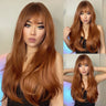 EASIHAIR Light Orange Synthetic Wigs Long Wavy Ombre Natural Hair Wigs with Bangs for Women Cosplay Lolita Wig Heat Resistant