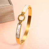 New Fashion White Shell Roman Numeral Bangles & Bracelets Gold Color Women Bangle For Fashion Bracelet Jewelry