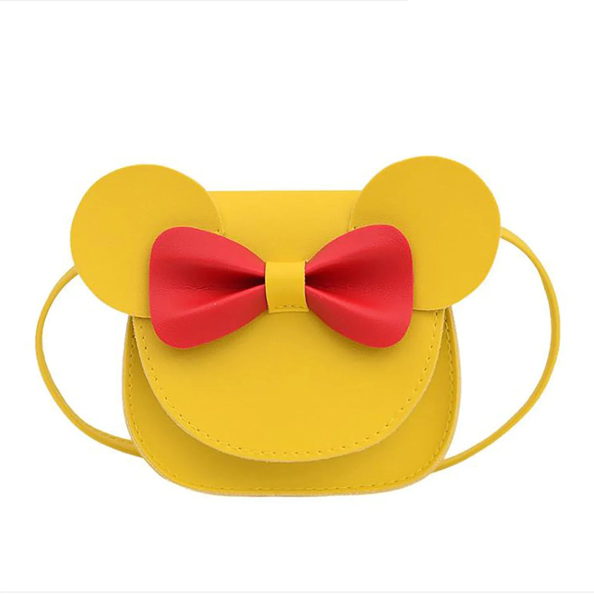 Baby Girl Cartoon Crossbody Bag, Cute Mouse Ear Bowknot Magnetic Snap Shoulder Bag