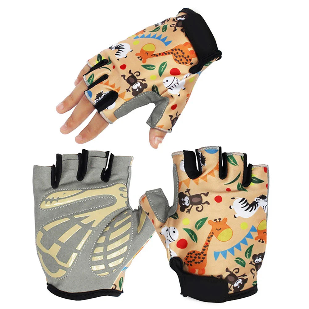 Stylish Half Finger Breathable Anti-slip For Sports Scooter Cycling Sporting Gloves Bike Gloves Children Protection Gloves