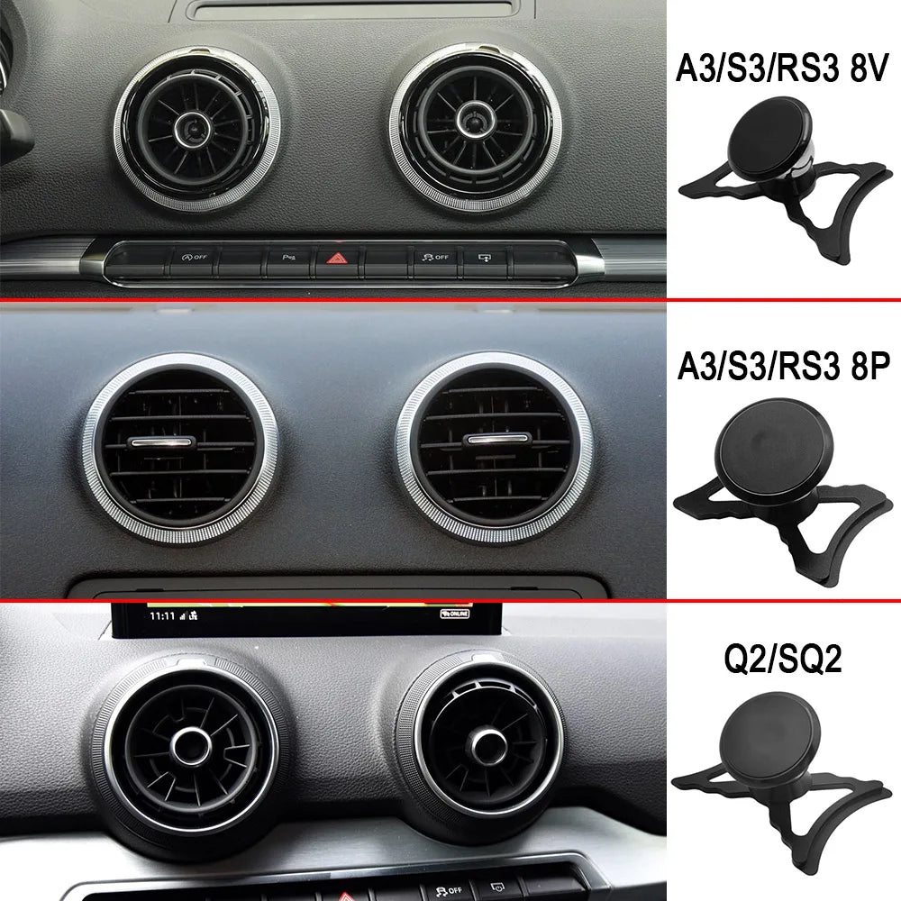 For Audi A3 S3 RS3 8V 8P Car Phone Bracket Q2 SQ2 Air Vent Mount Car Magnet Holder 360 Rotatable Support Mobile GPS Accessories