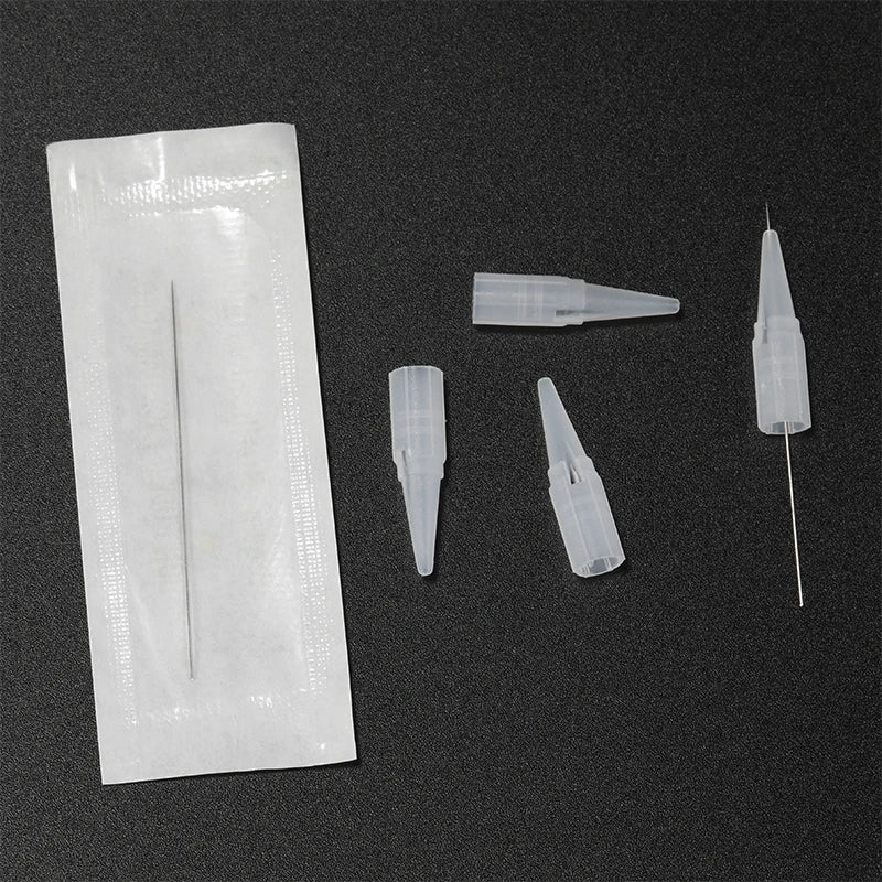 100pcs PMU Microblading Needle + Cup Tips Disposable Sterilized Professional Tattoo Machine Needles Permanent Makeup Eyebrow Lip