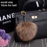 Big Size 15cm Real Fox Fur Ball Keychain Natural Raccon Fur Tassels Leather Strap Key Chain Ring Pendant For Women Charm f278