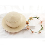 2019 Parent-child Summer New Women's Sun Hat Bucket cap beige lace Bowknot Flowers Ribbon Flat top Straw Hat Beach Caps Panama