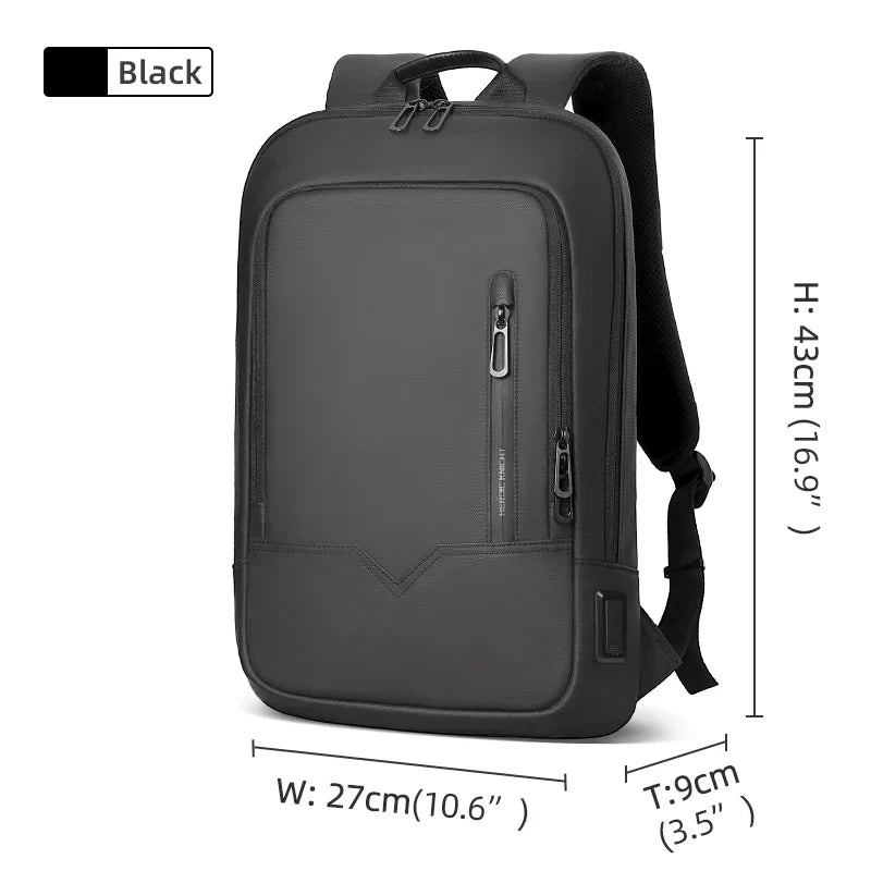 Heroic Knight Backpack Men Business Slim Work Waterproof 14" Laptop Bag USB Travel Backpack Women Outdoor School Backpack Black