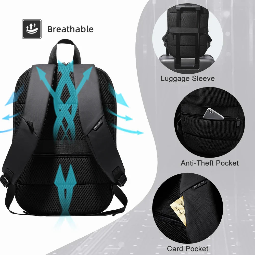 Heroic Knight Men's Backpack 17.3 Inch Waterproof Expandable Business Laptop Backpack With USB Charging Fashion Travel Backpack