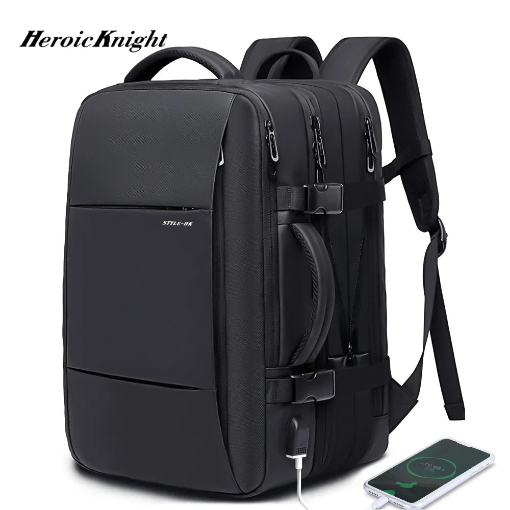 Heroic Knight Travel Backpack Men Business Backpack School Expandable USB Bag Large Capacity 15.6 Laptop Waterproof Backpack Bag