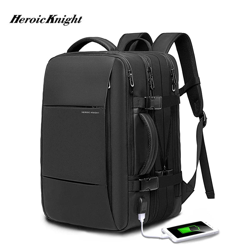 Heroic Knight Travel Backpack Men Business Backpack School Expandable USB Bag Large Capacity 15.6 Laptop Waterproof Backpack Bag