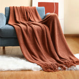 Textile City Corn Grain Waffle Embossed Knitted Blanket Home Decorative Thickened Winter Warm Tassels Throw Bedspread 130x240cm