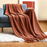 Textile City Corn Grain Waffle Embossed Knitted Blanket Home Decorative Thickened Winter Warm Tassels Throw Bedspread 130x240cm