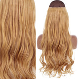 MERISIHAIR Synthetic No Clip Invisible Wire Hair Extensions Straight Black Blonde One Piece False Hairpiece Hair Extension